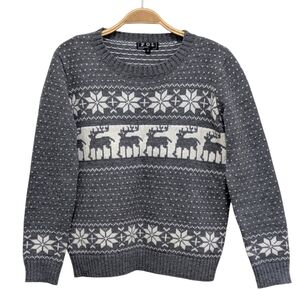 Pol holiday Reindeer Snowflake Festive Holiday Christmas Sweater Small